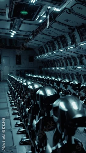 Wallpaper Mural Rows of robots standing in spaceship hangar Torontodigital.ca