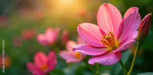 Delicate alstroemeria petals in morning bloom details, gentle, morning