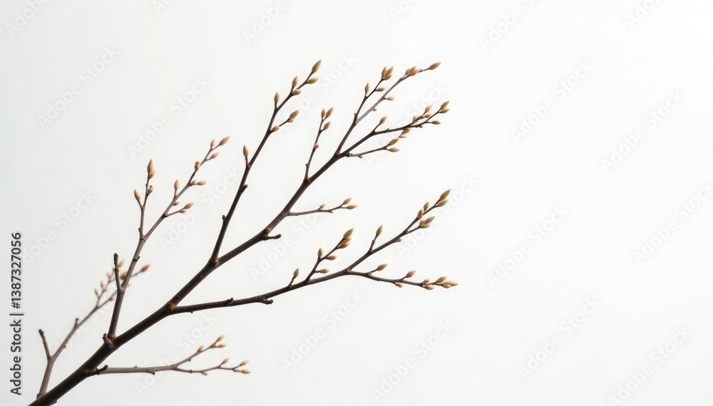 Obraz premium Delicate branches intertwined on a pristine white background, white, minimalist, isolated