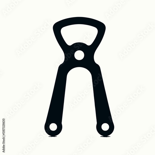  very simple flat and single minimalist Bottle Opener Silhouettes in black on a white background