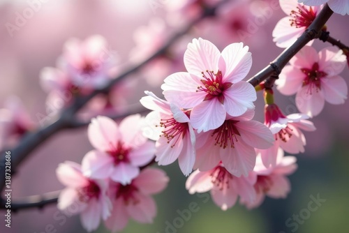 Delicate pink sakura blossoms, intricate branch pattern , pattern, pretty