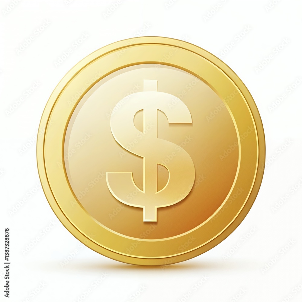 A gleaming gold coin proudly displays the US dollar symbol, a symbol of wealth and financial success, with a subtle shine and smooth texture. A gleaming gold coin proudly displays the US dollar symbol, a symbol of wealth and financial success, with a subtle shine and smooth texture.