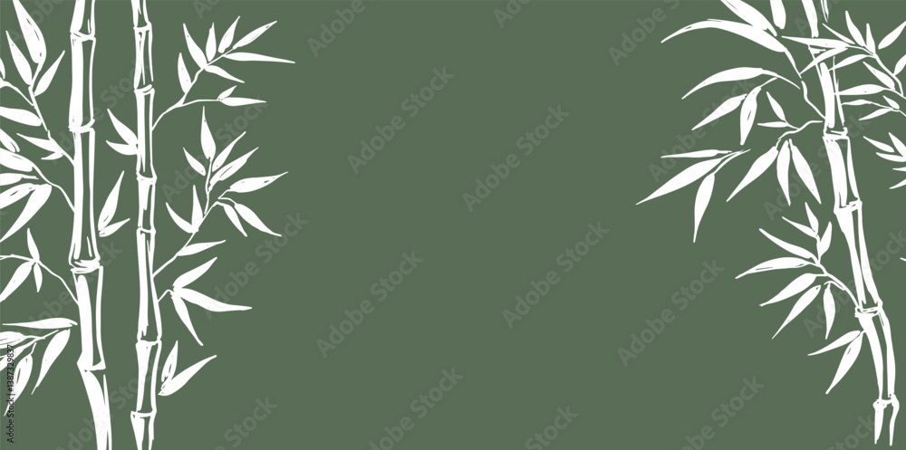 Naklejka premium Bamboo tree frame, Hand drawn style. 