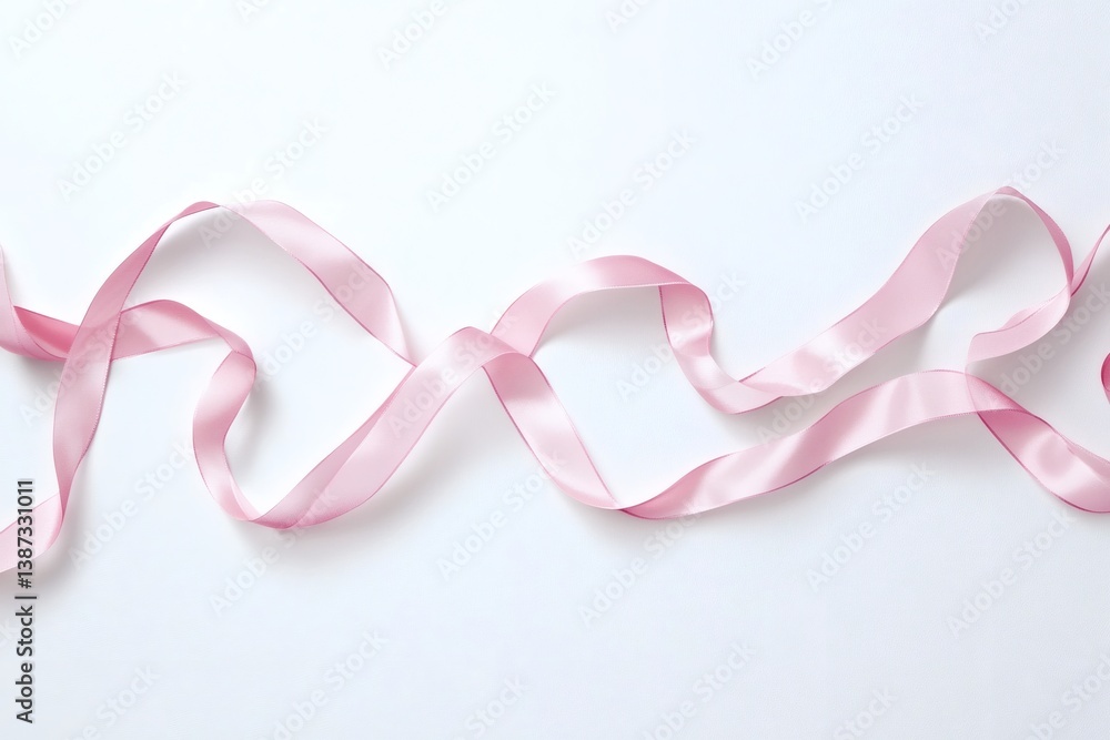 Pink ribbons forming hearts on white surface Pink ribbons forming hearts on white surface