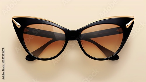 Stylish cat-eye sunglasses featuring a black frame and brown lenses, perfect for a chic summer look or fashion accessory.