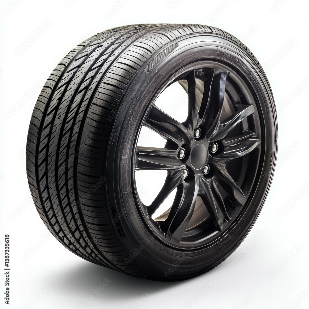 Obraz premium a car tire in an angle, over white background