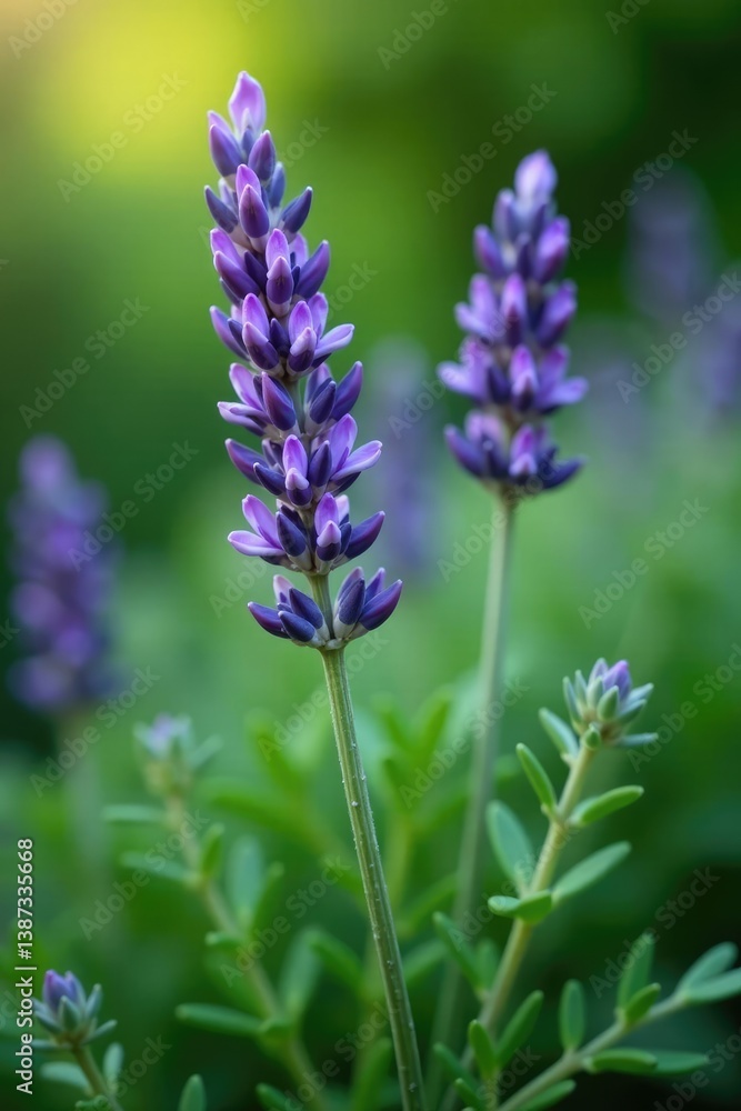 Obraz premium Fresh lavender and thyme sprigs entwined with a stem, greenery, garden