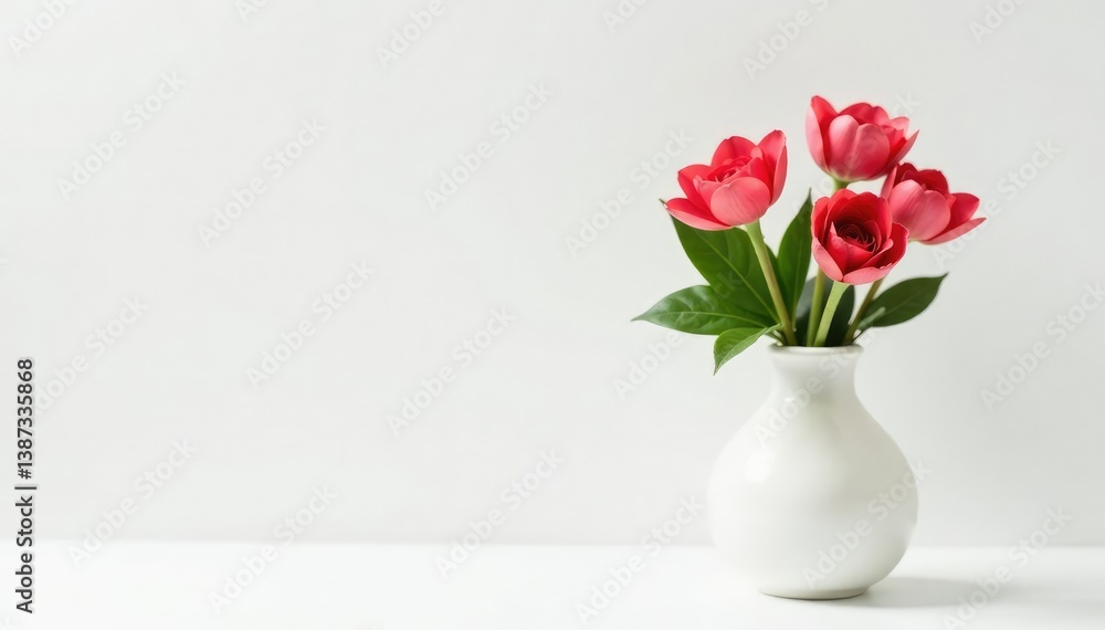 Freshly cut flower in a vase on white background, elegant, white Freshly cut flower in a vase on white background, elegant, white