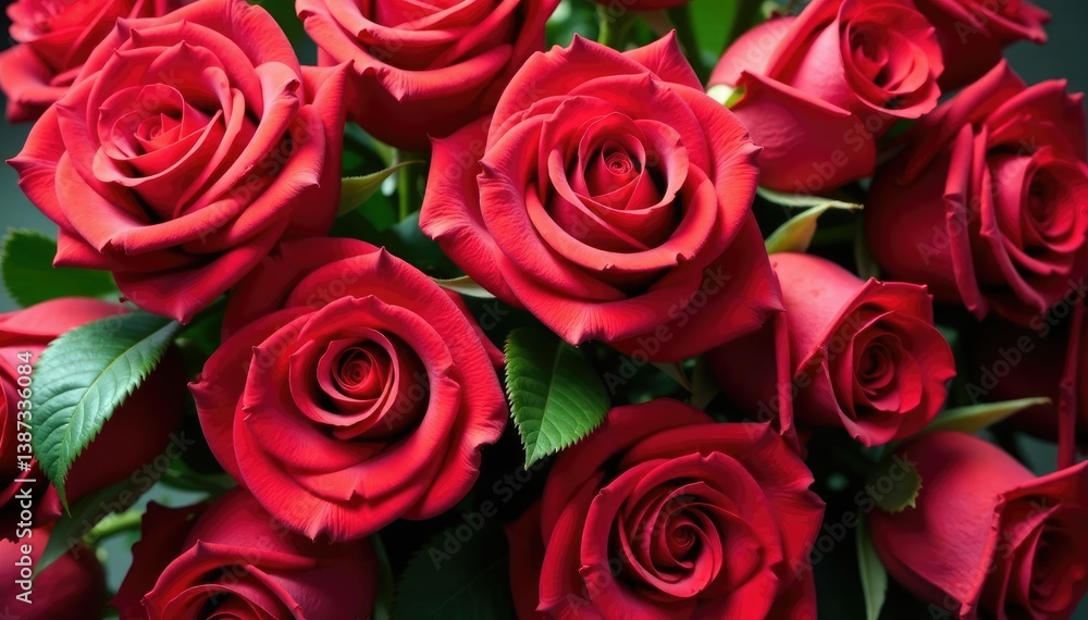 Freshly cut red roses with some stems and leaves, leaves, red roses, floral arrangement Freshly cut red roses with some stems and leaves, leaves, red roses, floral arrangement