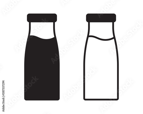 Bottle icon. Milk bottle icon. Milk jar icon.
