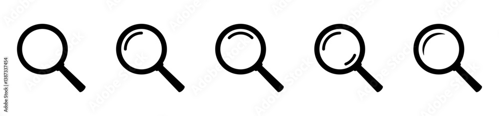 Magnifying glass icon, magnifier icon. Loupe icons set. Magnifying glass icon, magnifier icon. Loupe icons set.