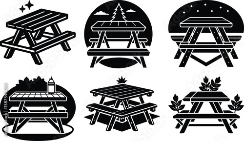 Picnic Table silhouette vector