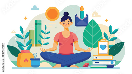 Meditation practice in a serene outdoor setting with vibrant plants and sunlight during a peaceful afternoon