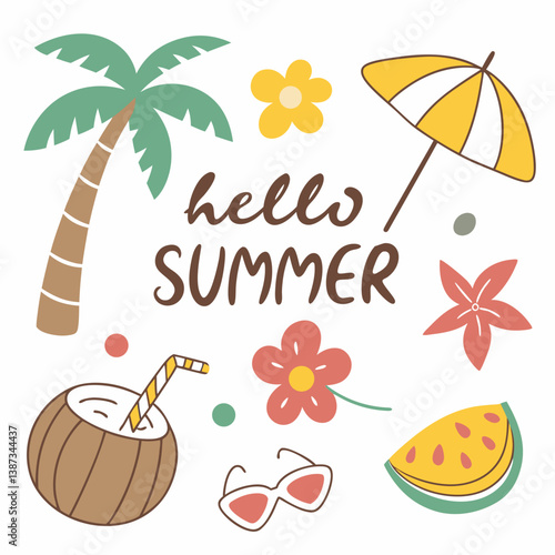 hello summer  concept vector illustration design