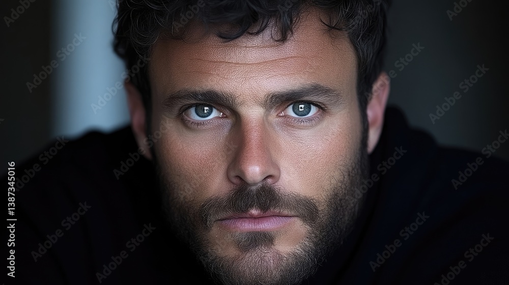 Close-up portrait of a man with direct gaze Close-up portrait of a man with direct gaze