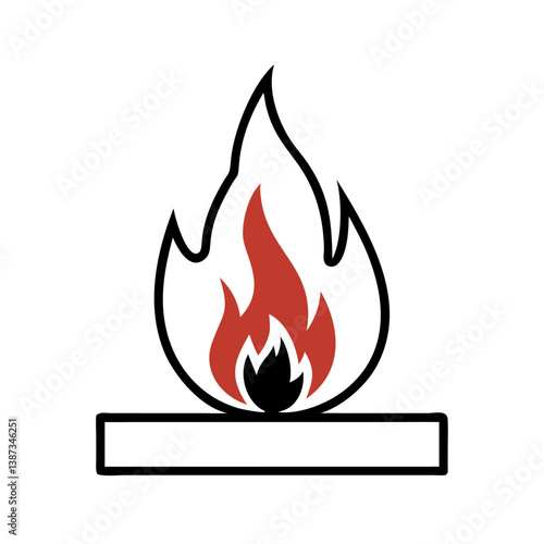 Fire flame on rectangular platform icon