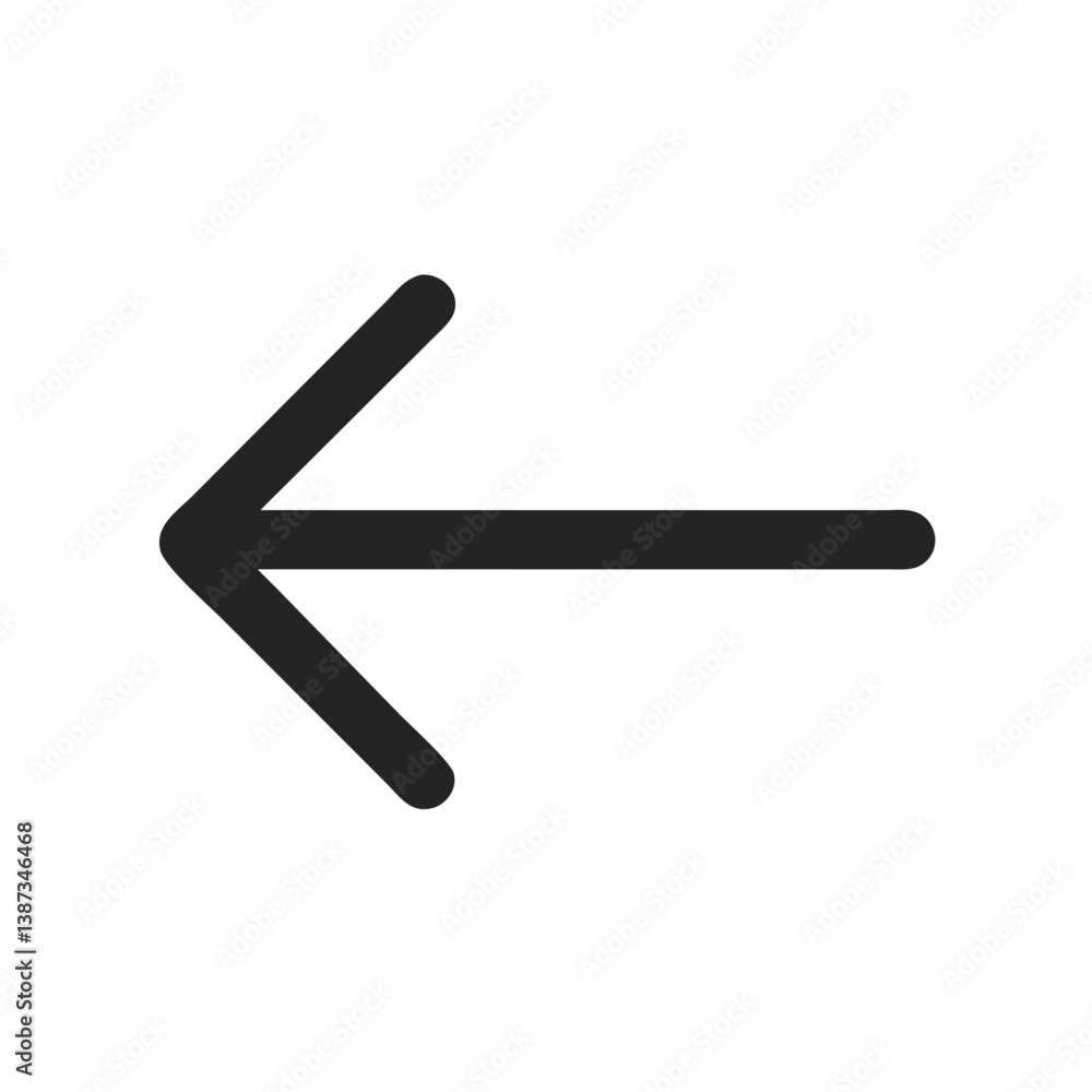 Bold left arrow icon in modern flat design Bold left arrow icon in modern flat design