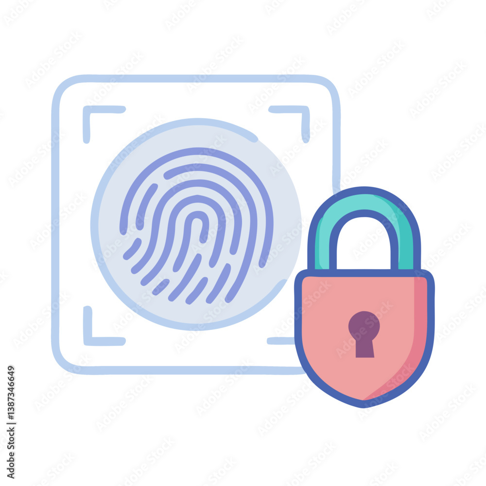 Fingerprint padlock security icon flat style Fingerprint padlock security icon flat style
