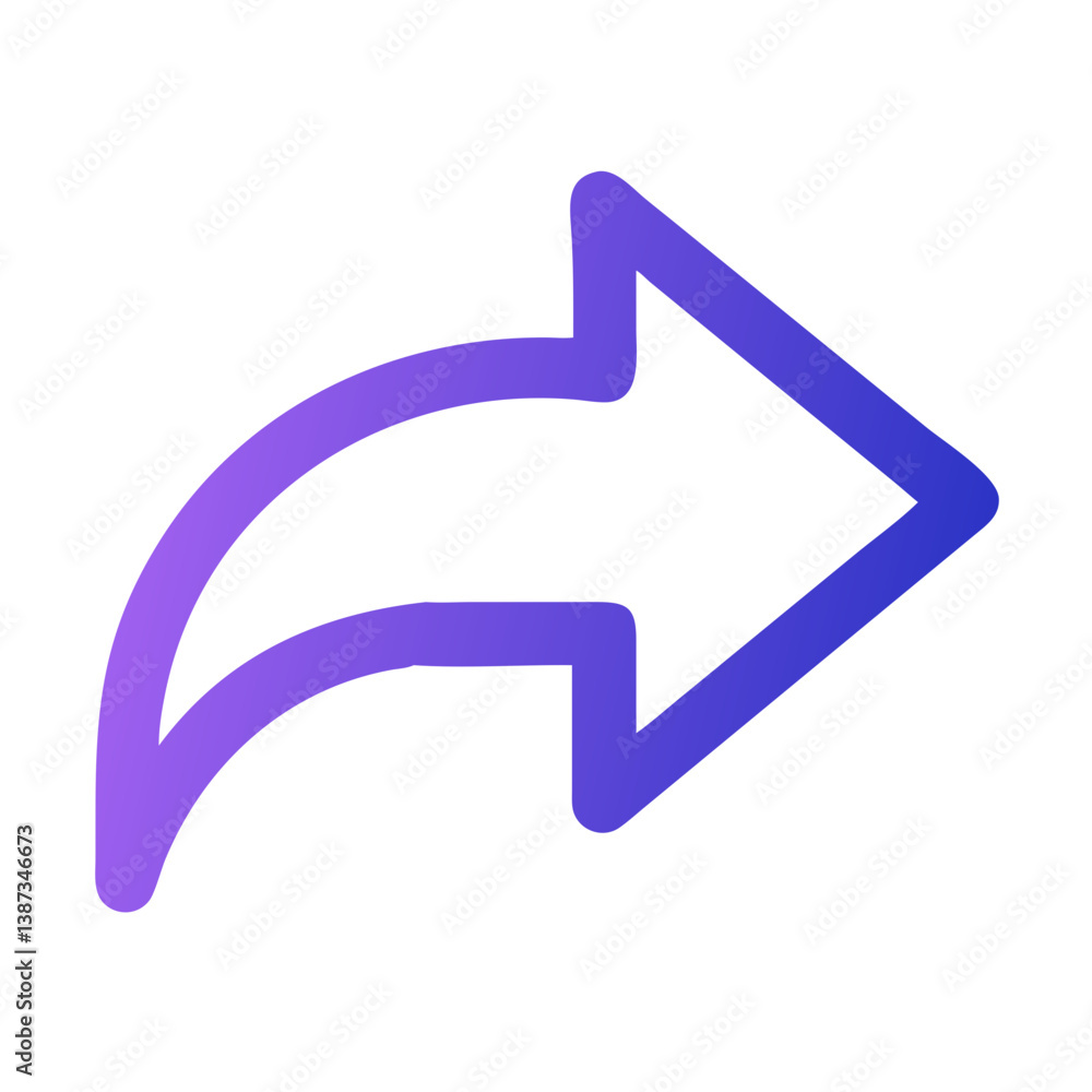 Purple curved right arrow icon Purple curved right arrow icon