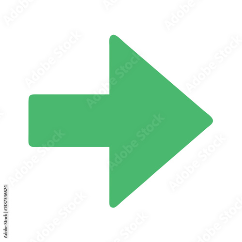 Green right arrow icon in flat style