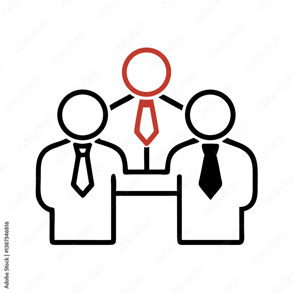 Team connection icon with ties and network structure Team connection icon with ties and network structure