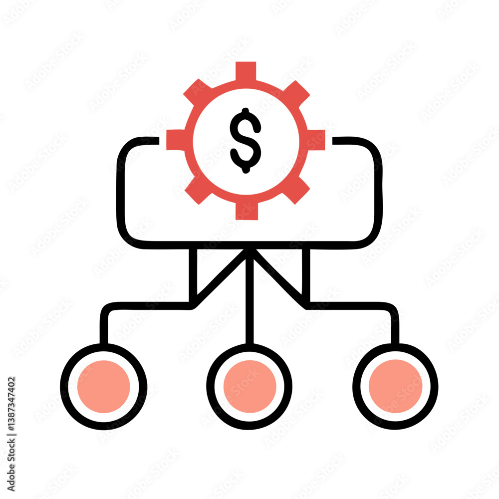 Financial hierarchy chart with gear and nodes Financial hierarchy chart with gear and nodes