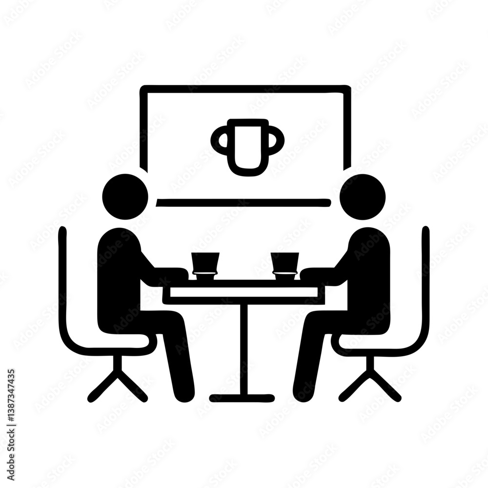 Two people meeting at table with coffee Two people meeting at table with coffee