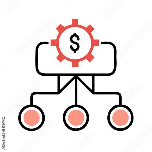 Financial hierarchy chart with gear and nodes