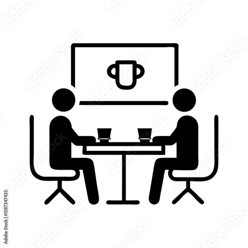 Two people meeting at table with coffee