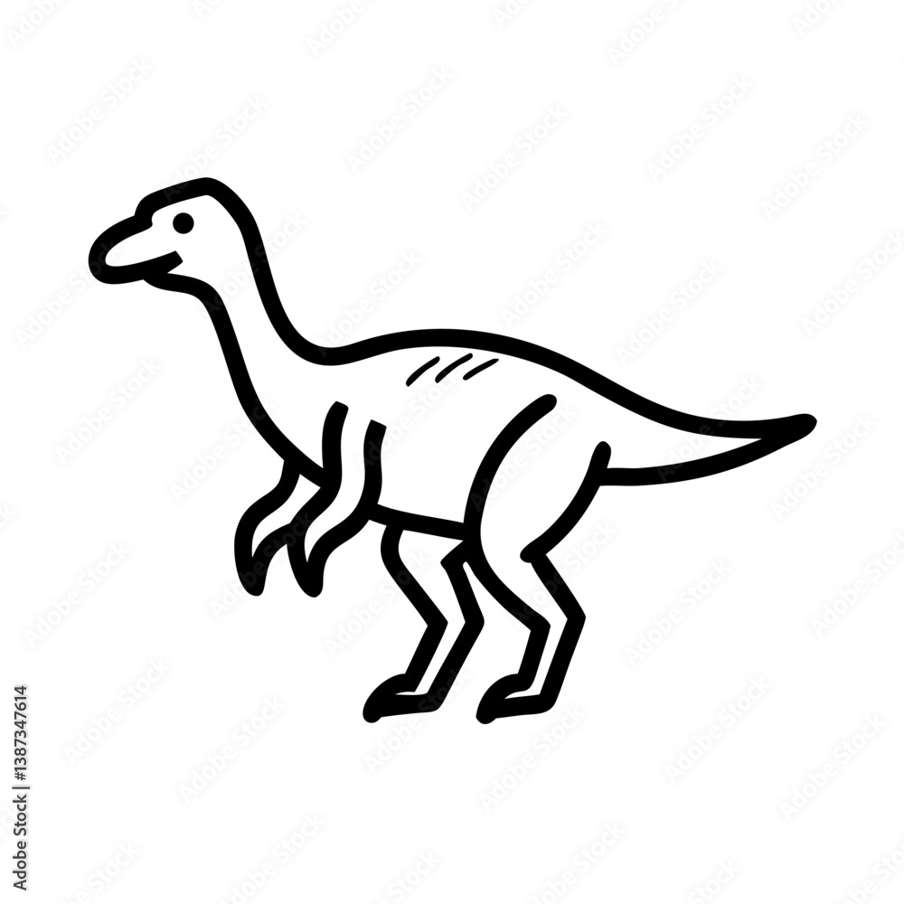 Fototapeta premium Black and white dinosaur line art icon