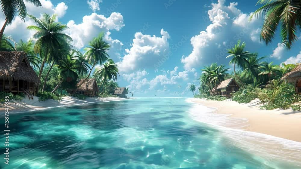 tropical beach with palm trees and water tropical beach with palm trees and water