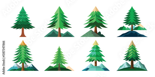Vector colorful trees set collection