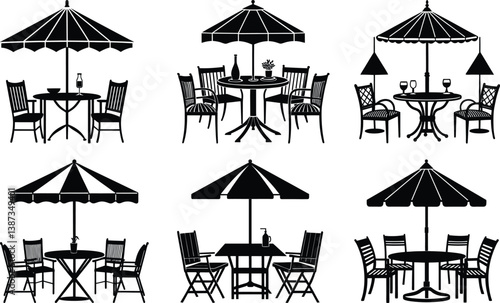 Outdoor Dining Set silhouette vector