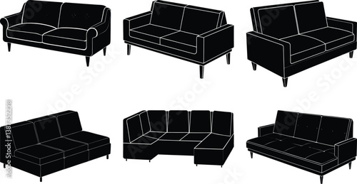 Modular Sofa silhouette vector