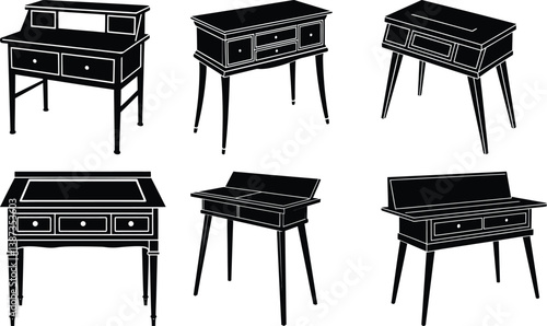 Console Desk silhouette vector