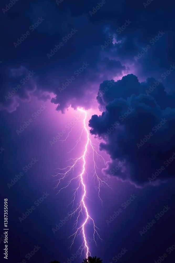 Powerful thunderstorm with flashes of lightning illuminating the dark clouds, electrical discharges, thunder, turbulent air Powerful thunderstorm with flashes of lightning illuminating the dark clouds, electrical discharges, thunder, turbulent air