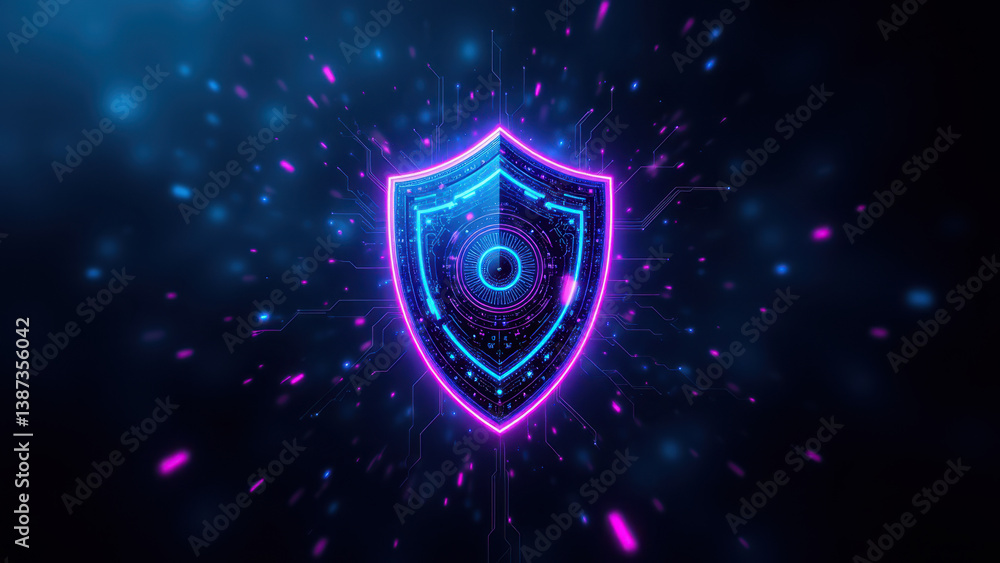 Fototapeta premium Cybersecurity logo with shield design.