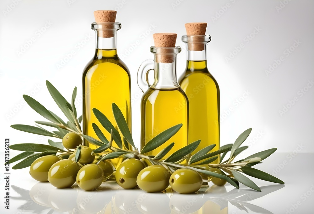Olive oil in a bottle isolated on white background Olive oil in a bottle isolated on white background