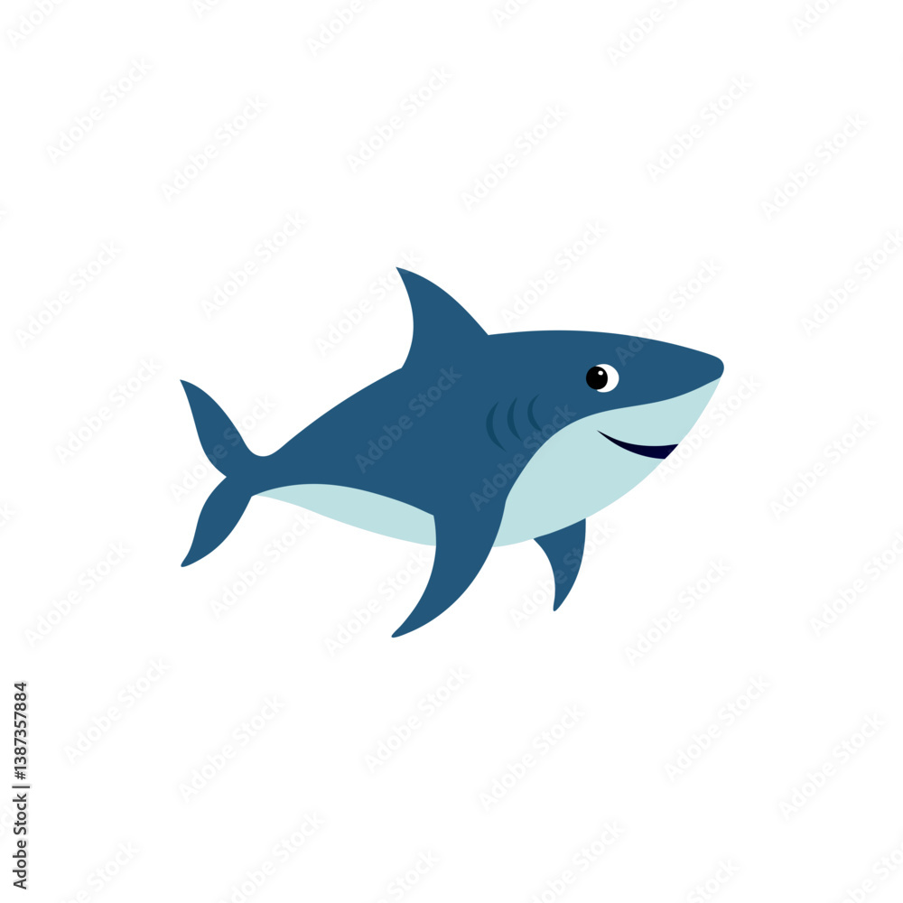 Fototapeta premium shark cartoon isolated on white