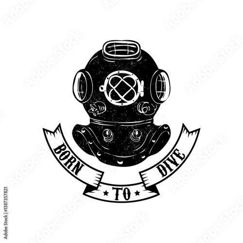 diver emblems. Diving club or school emblem template. Design element for logo, label, emblem, sign, t-shirt print, poster. Vector illustration.