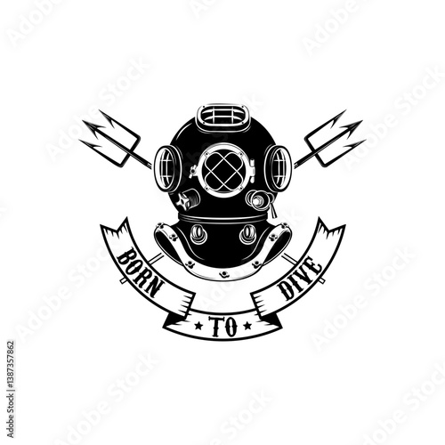 diver emblems. Diving club or school emblem template. Design element for logo, label, emblem, sign, t-shirt print, poster. Vector illustration.