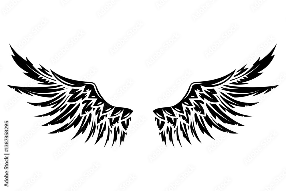 Fototapeta premium vector wings isolated on white background. Design elements for logo, label, emblem, sign, brand mark. Vector illustration.