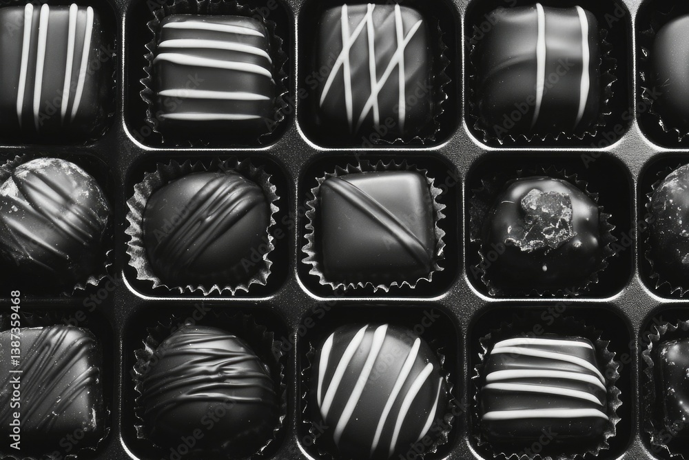 Variety of candy, dark and light chocolate wrapped in foil or paper.