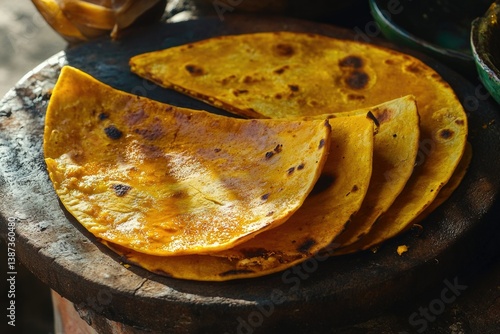 Obraz na płótnie These are traditional Indian pancakes, also known as dosa or roti. They are prepared with semolina and cooked on a flat griddle. w salonie