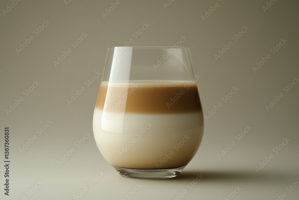 A frothy cappuccino with latte art in a clear glass, showcasing the skill of the barista.