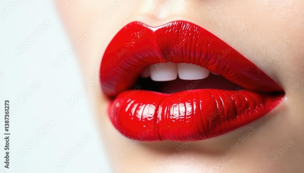 Close-up of vibrant red lipstick on pure white , bold, product Close-up of vibrant red lipstick on pure white , bold, product