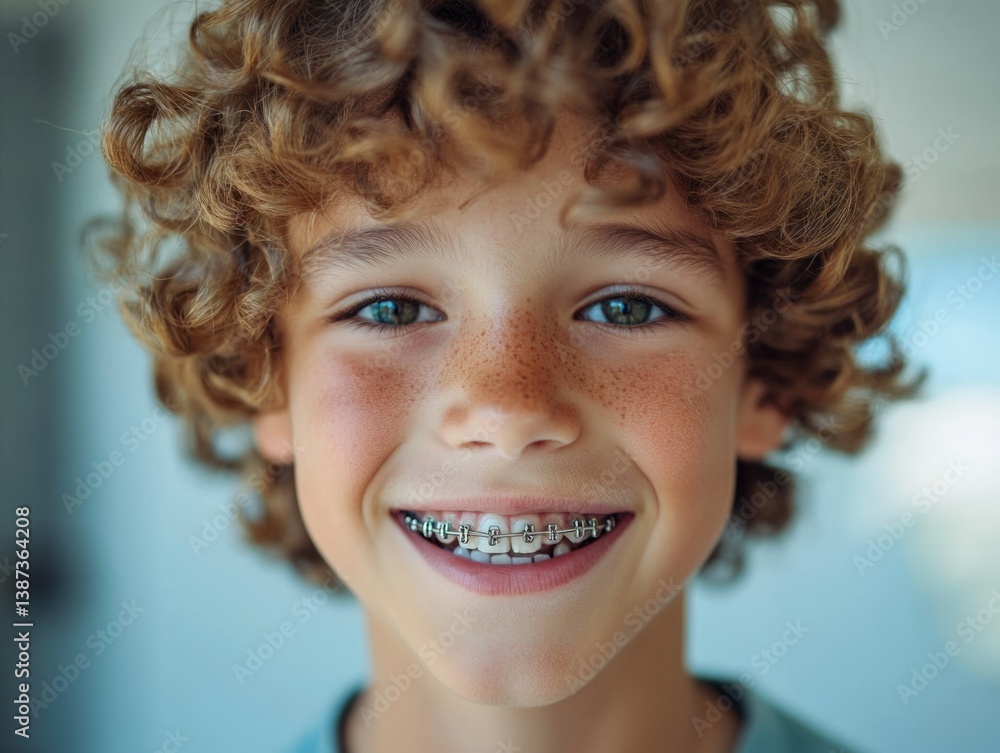 Smiling boy with braces showing off his new dental work.