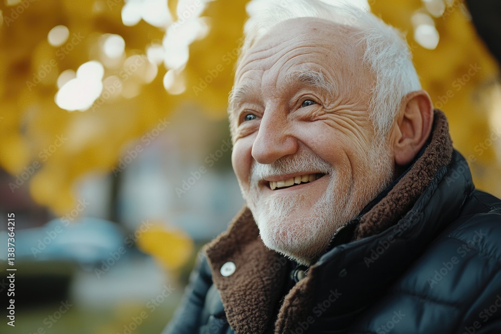 Mature man smiling in autumn