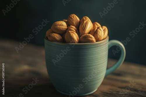 Obraz na płótnie Cashews in ceramic cup on table. w salonie