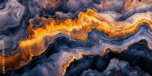 Mixed media art with fluid motion, textures of fire and water on a dark background.